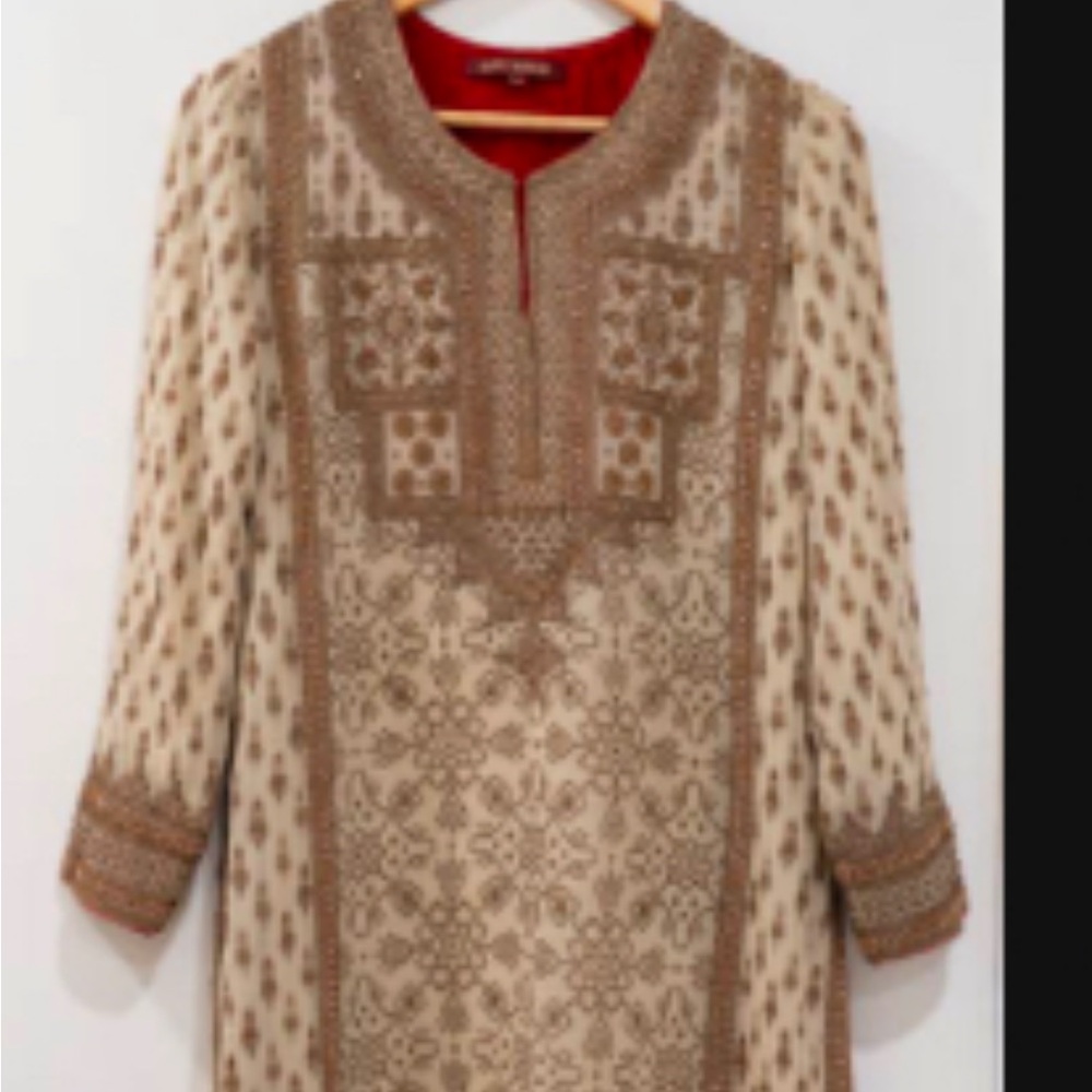 Ritu Kumar Red and Gold Embroidered Ensemble three piece new with tags authentic